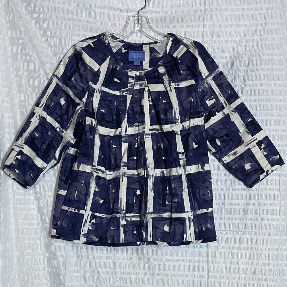 Simply Vera Vera Wang Navy and White A-line Blazer size S